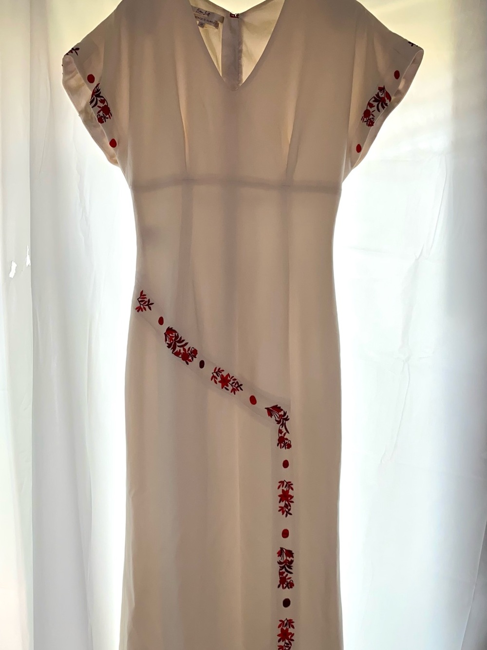 L'Wren Scott Serengeti Sunset Cream V-Neck Satin-Lined Dress - Picture 2 of 16